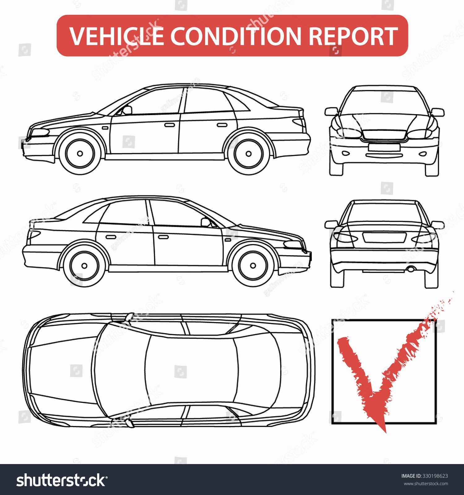 Car Condition form Vehicle Checklist Auto Stock Vector