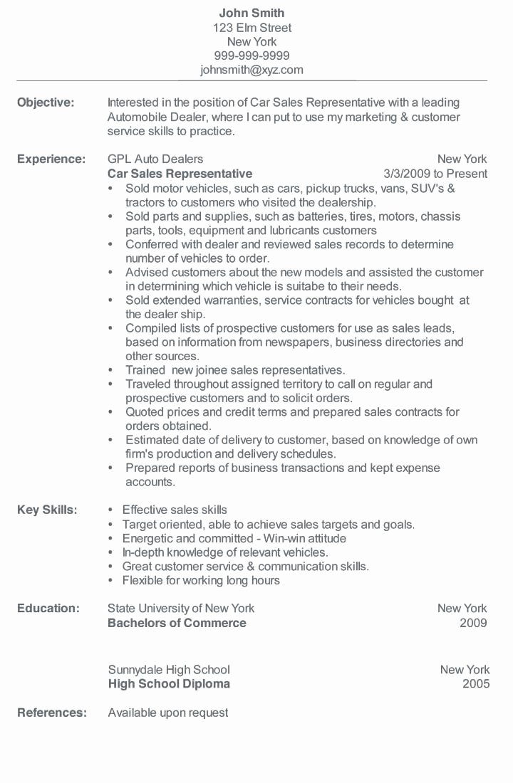 resume example 1