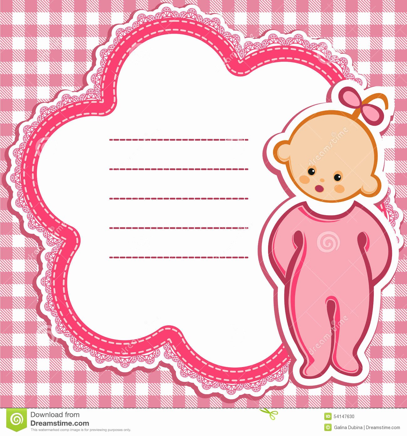 stock illustration card baby girl birthday nice greeting template cute simple artistic hand drawn illustration doodle shower greetings invitation image