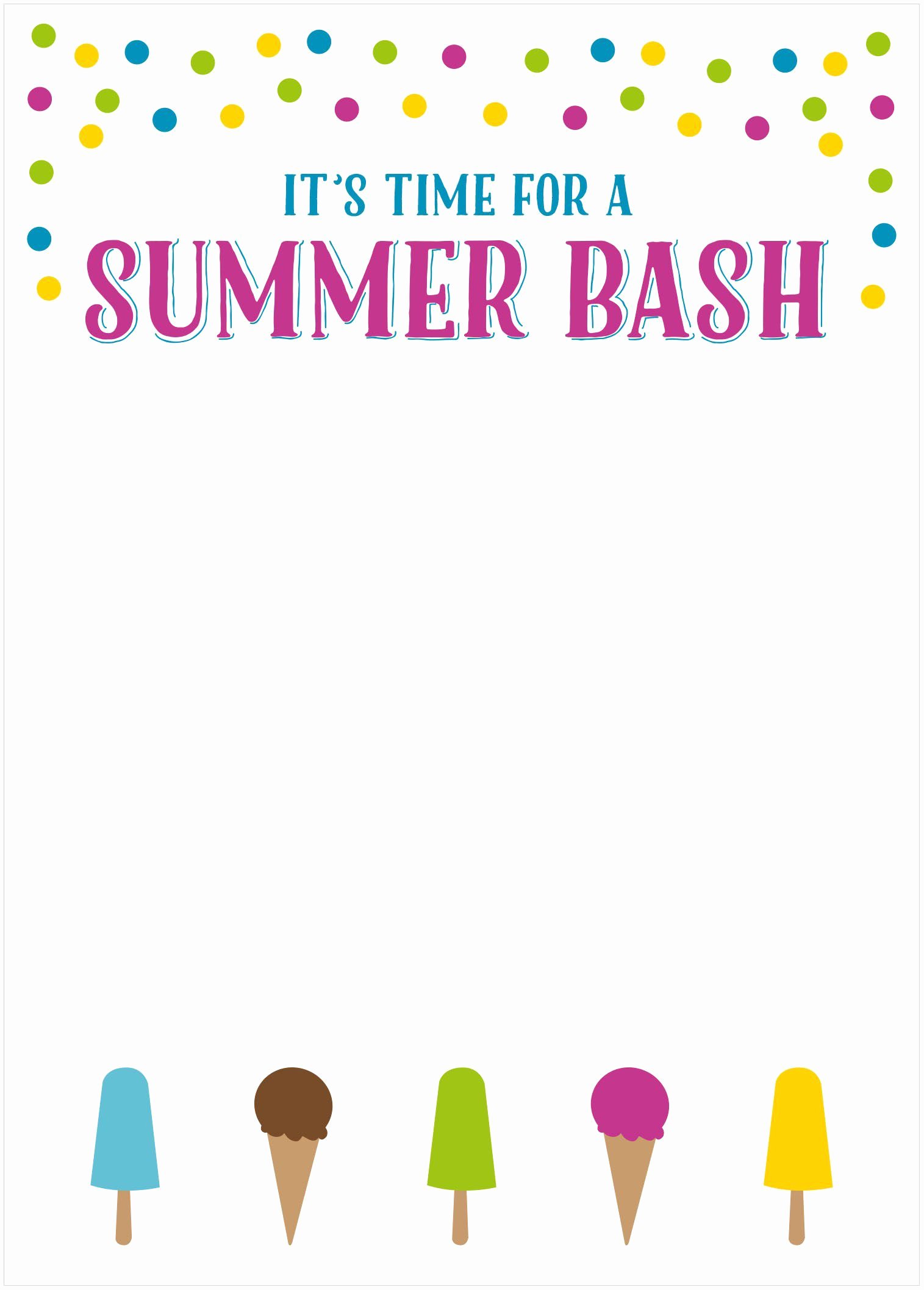 Card Template Summer Party Invitations Card Invitation