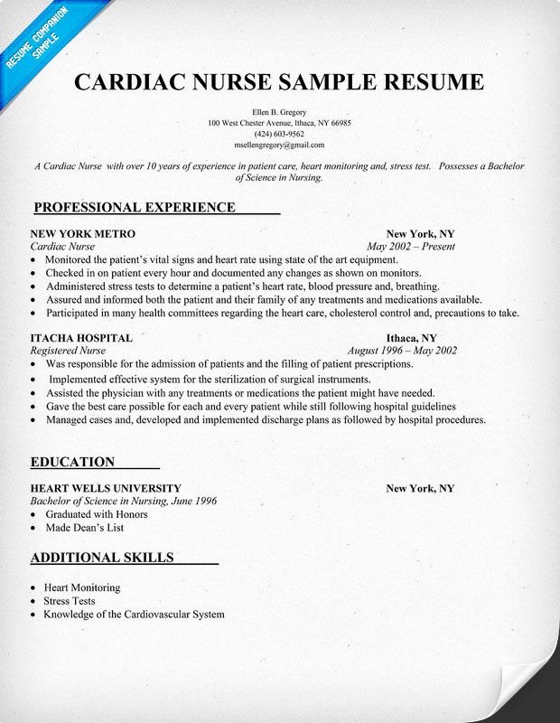 Cardiac Nurse Resume Sample Resume Panion