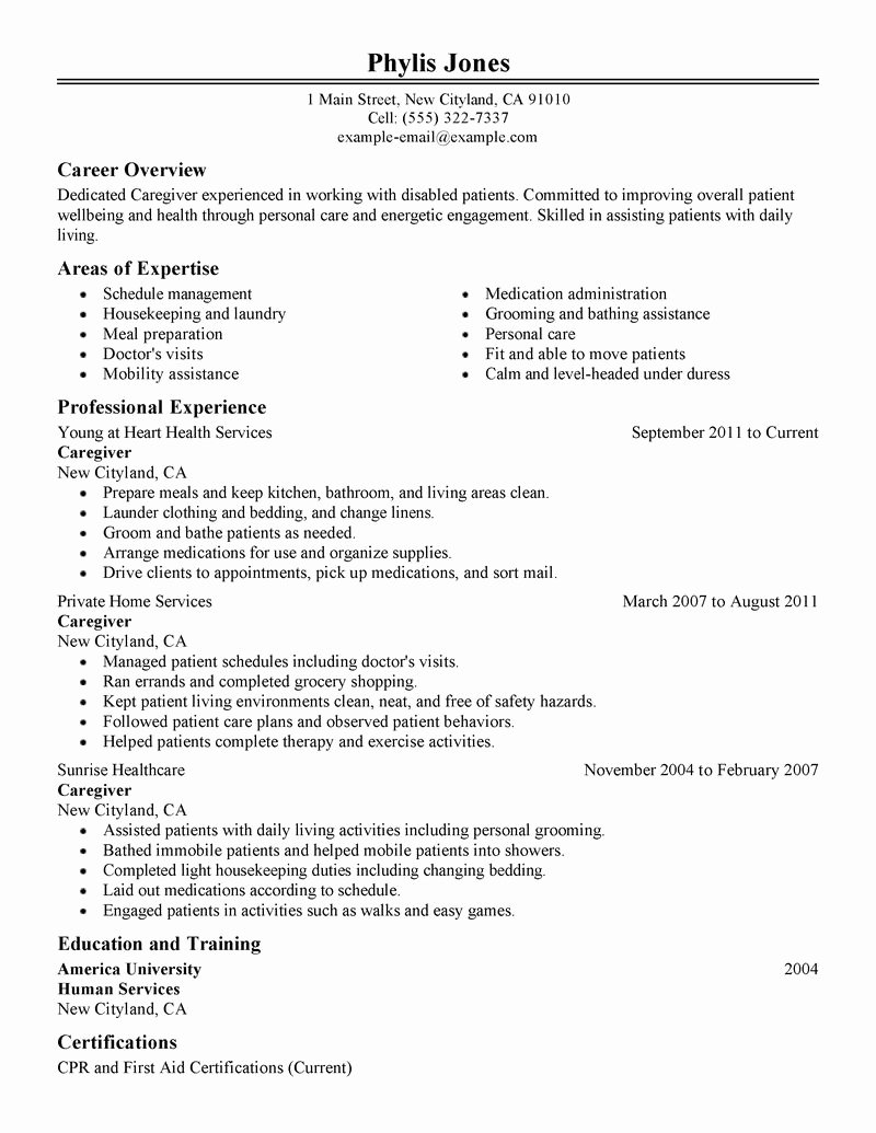 Caregiver Job Description for Resume 2016