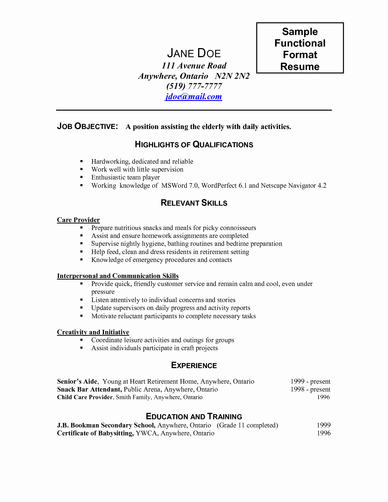 Caregiver Job Description for Resume 2016