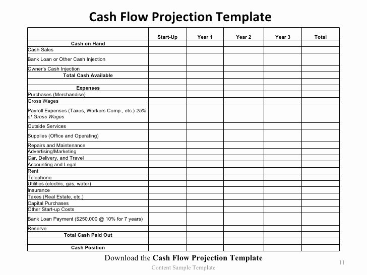 Cash Flow Projection Template