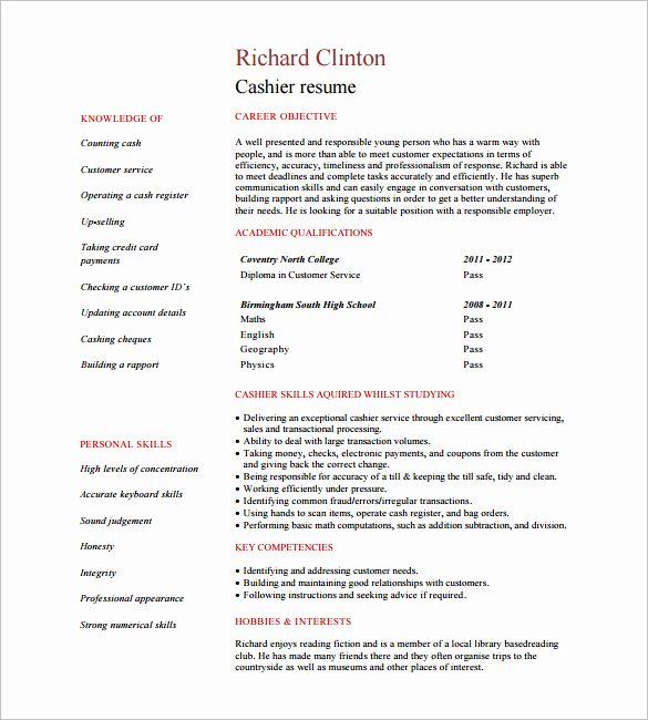Cashier Resume Template – 16 Free Samples Examples
