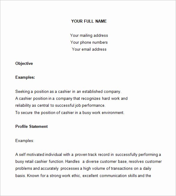 Cashier Resume Template – 16 Free Samples Examples