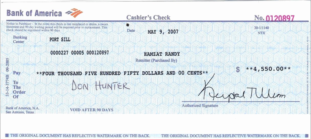 Cashiers Check Template Business Blank Fake In Example