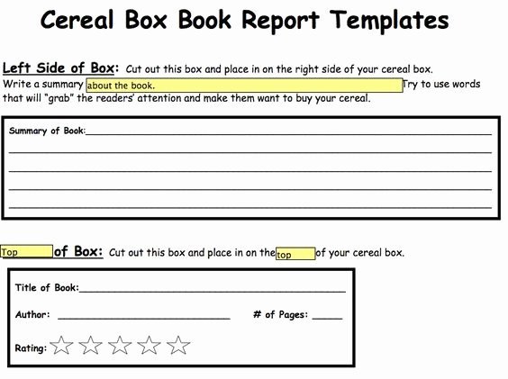 Cereal Box Book Report