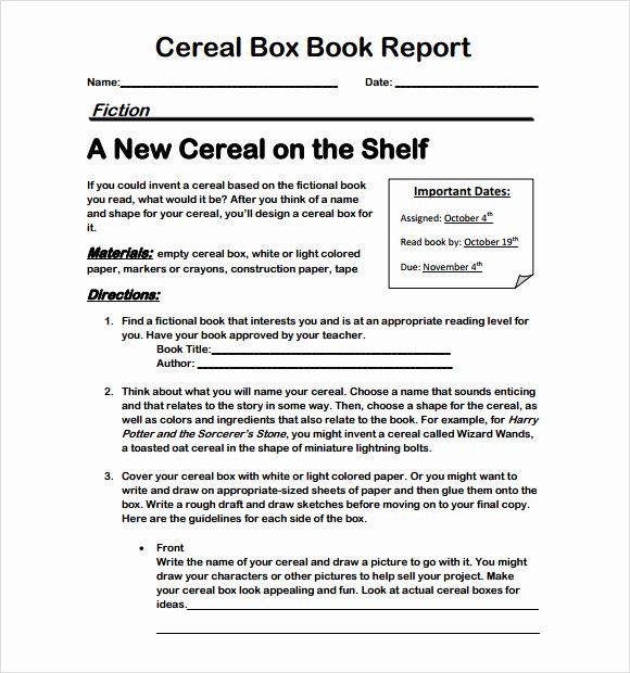 Cereal Box Book Report Sample – 8 Free Examples