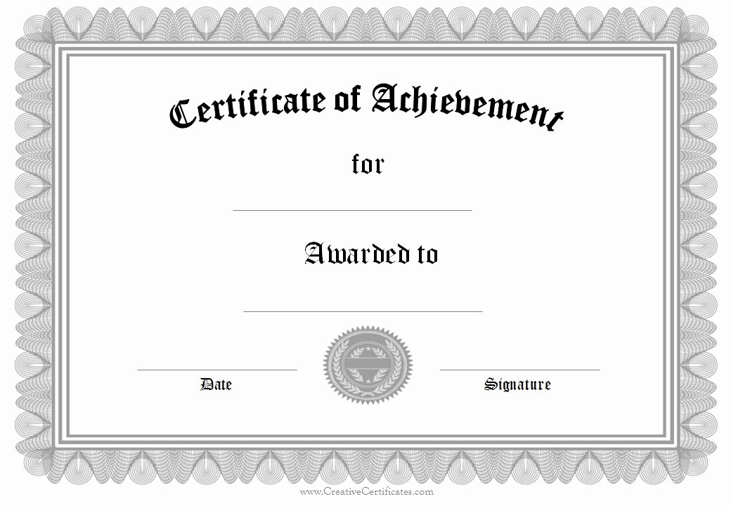 Certificate Achievement Template