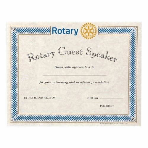 Certificate Appreciation Rotary