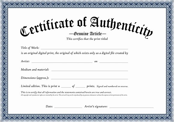 Certificate Authenticity Template