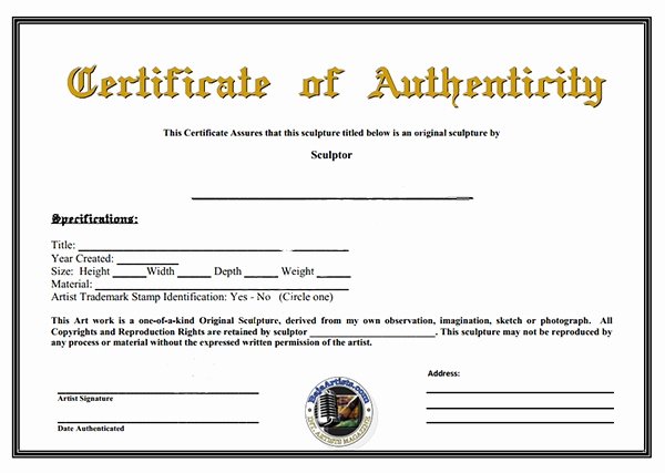 certificate of authenticity template