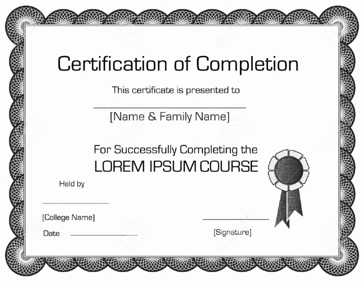 Certificate Certificate Pletion Template