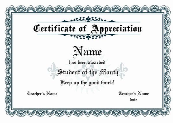 Certificate Of Appreciation Templates