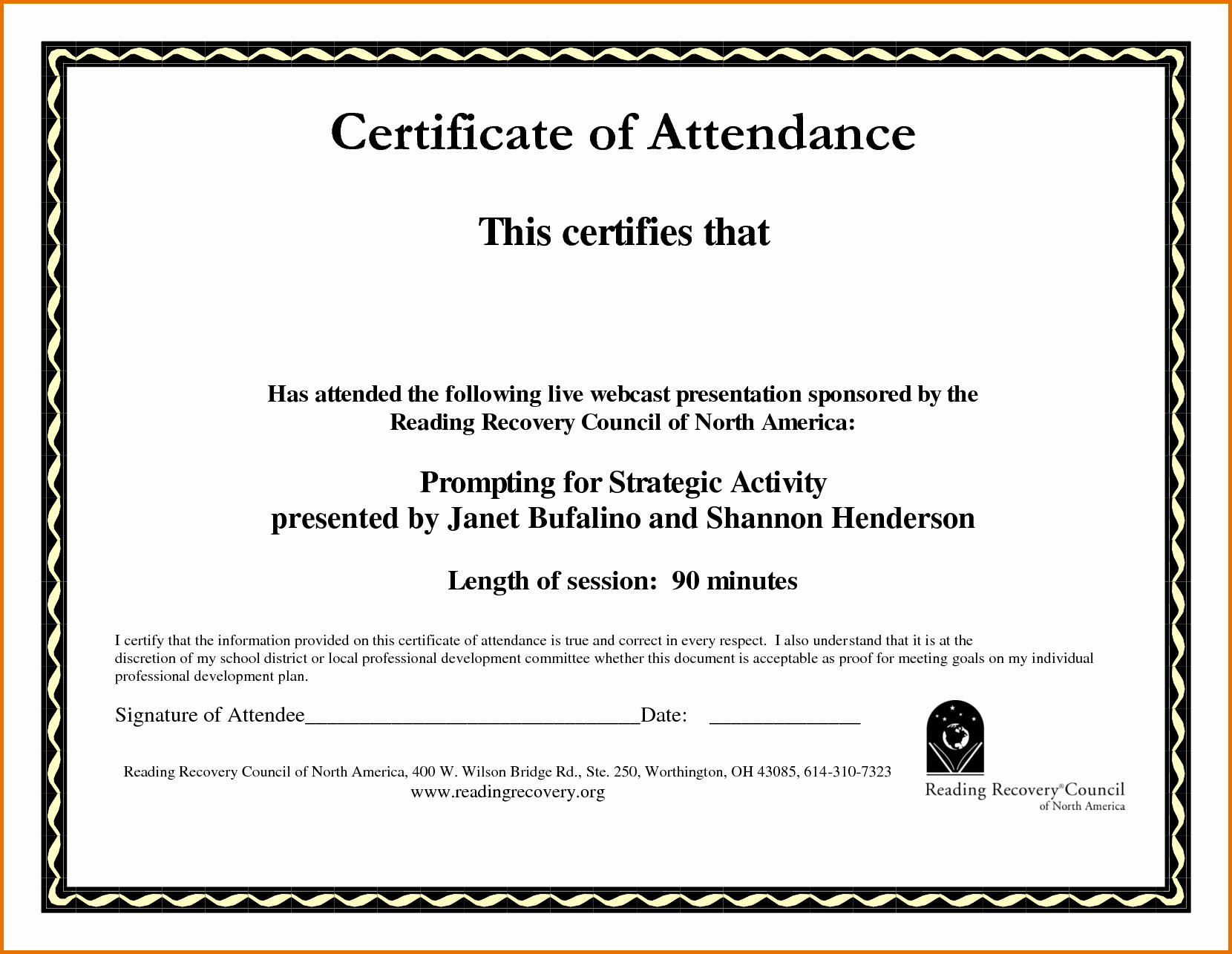 Certificate Of attendance Templatereference Letters Words