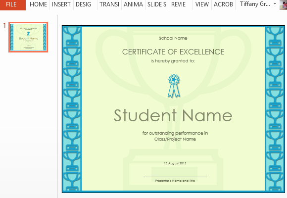Certificate Of Excellence Template for Powerpoint