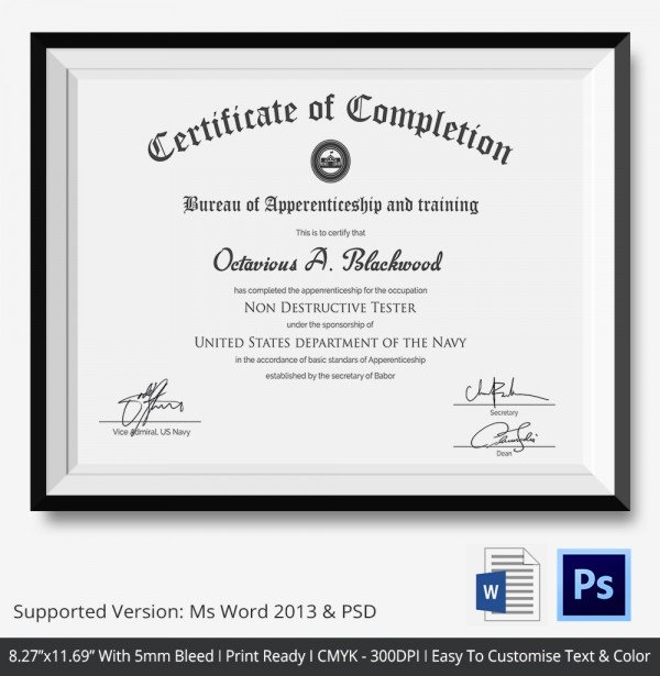 Certificate Of Pletion Template 31 Free Word Pdf