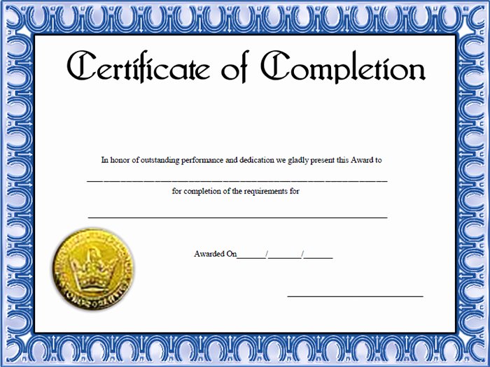 Certificate Of Pletion Template