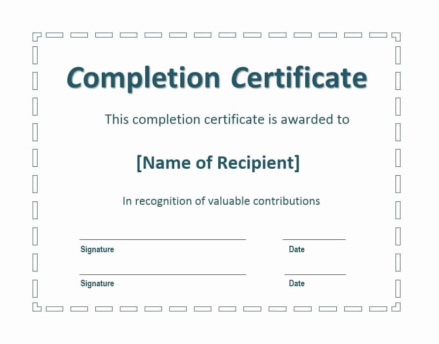 Certificate Of Pletion Templates