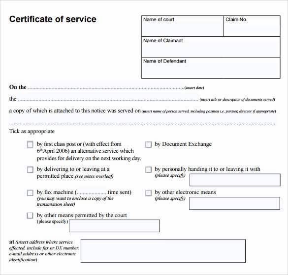 Certificate Of Service Template 8 Download Free