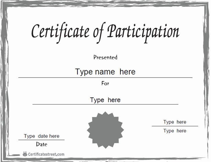 Certificate Participation Template Free Templates Data
