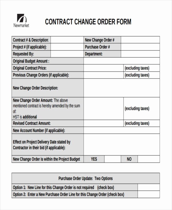 Change order forms 9 Free Word Pdf format Download