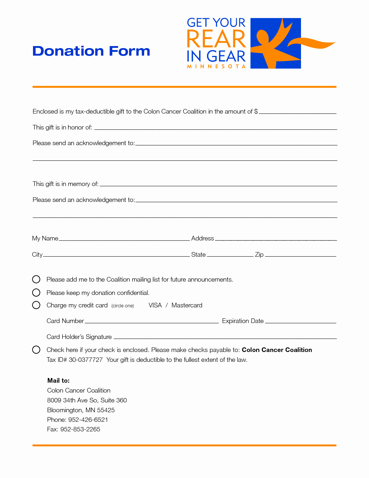 Charity Donation form Template Free Printable Documents
