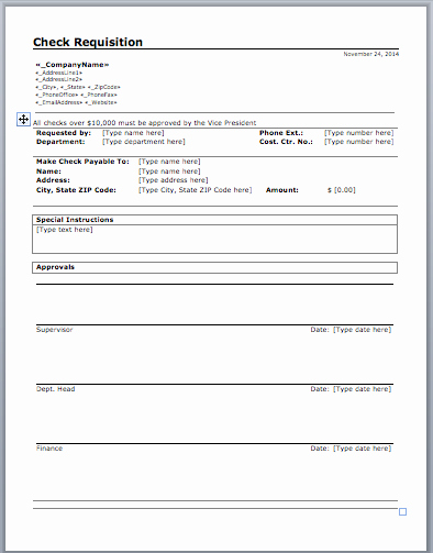 Check Requisition Template Microsoft Fice Templates