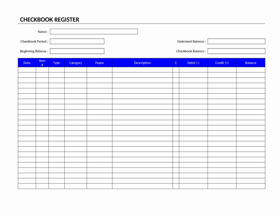 Checkbook Register Free Printable Check Register