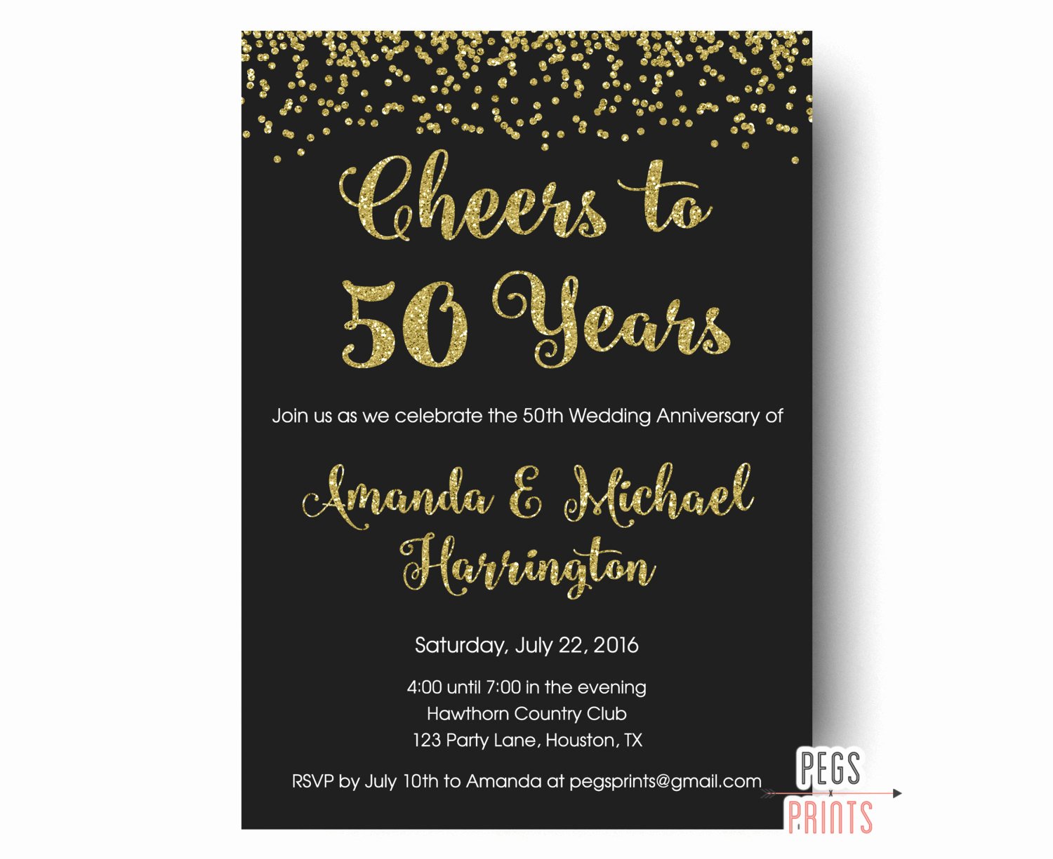 Cheers to 50 Years Invitation 50th Anniversary Invitation