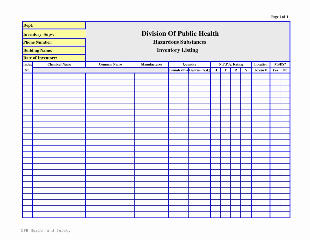 Chemical Inventory List Template Templates Resume
