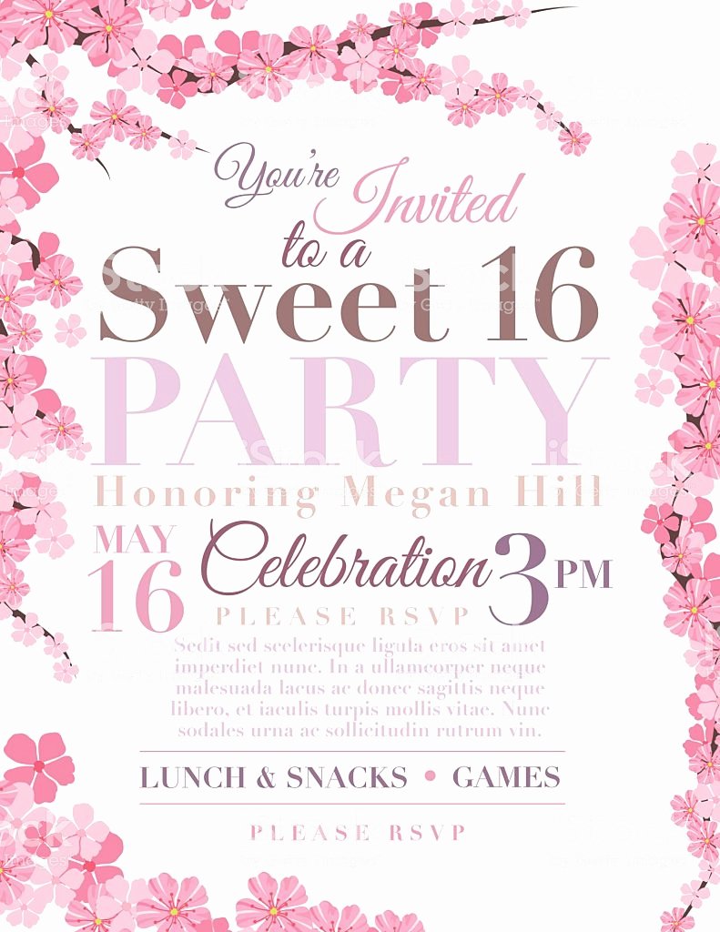 Cherry Blossoms Sweet 16 Birthday Party Invitation