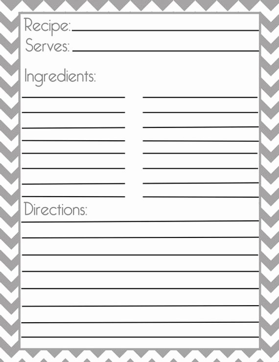 Chevron Gray Recipe Page and Filler Page