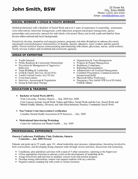 Child and Youth Worker social Worker Resume Template with
