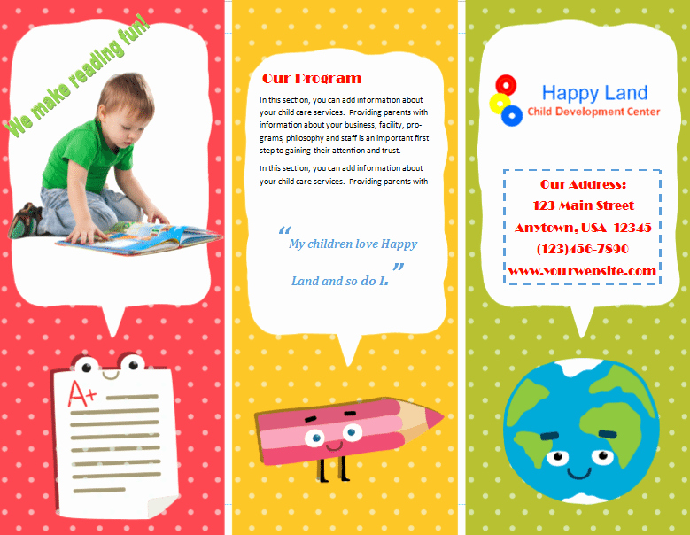 Child Care Brochure Template 22 Child Care Owner