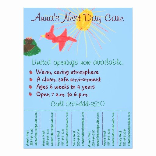 Child Care Flyer Day Care Flyer W Tear Off Info