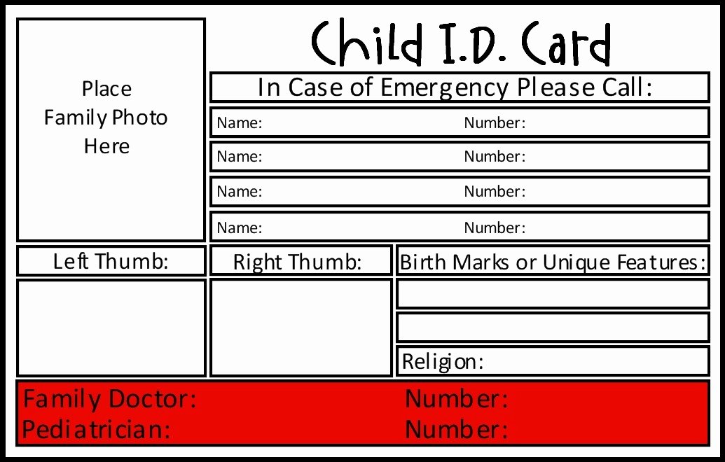 child id card template