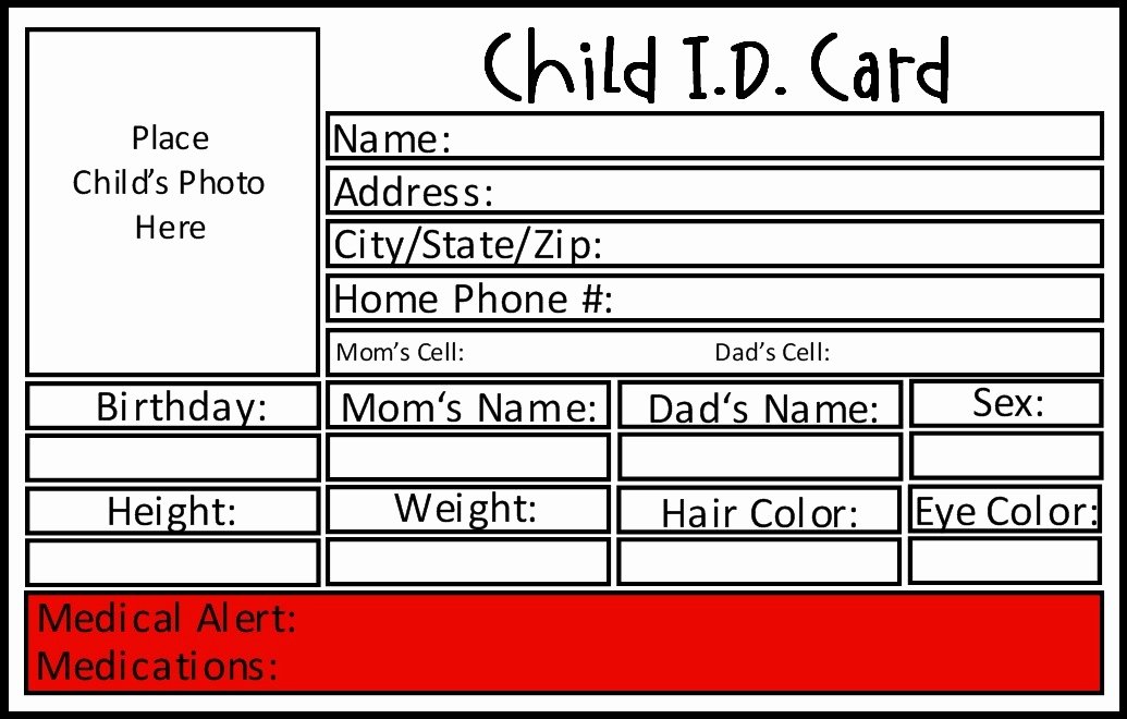 Child Id Card Template Invitation Template