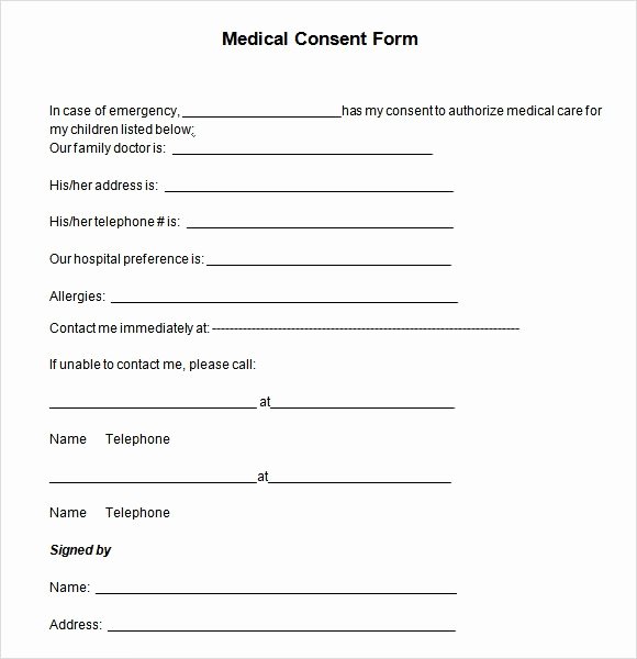 Child Medical Consent form