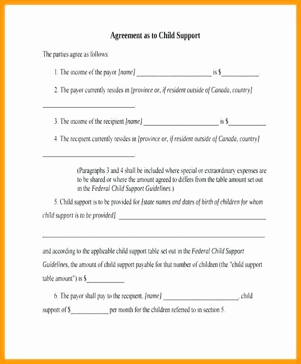 Child Support Letter Agreement Template Sample Care