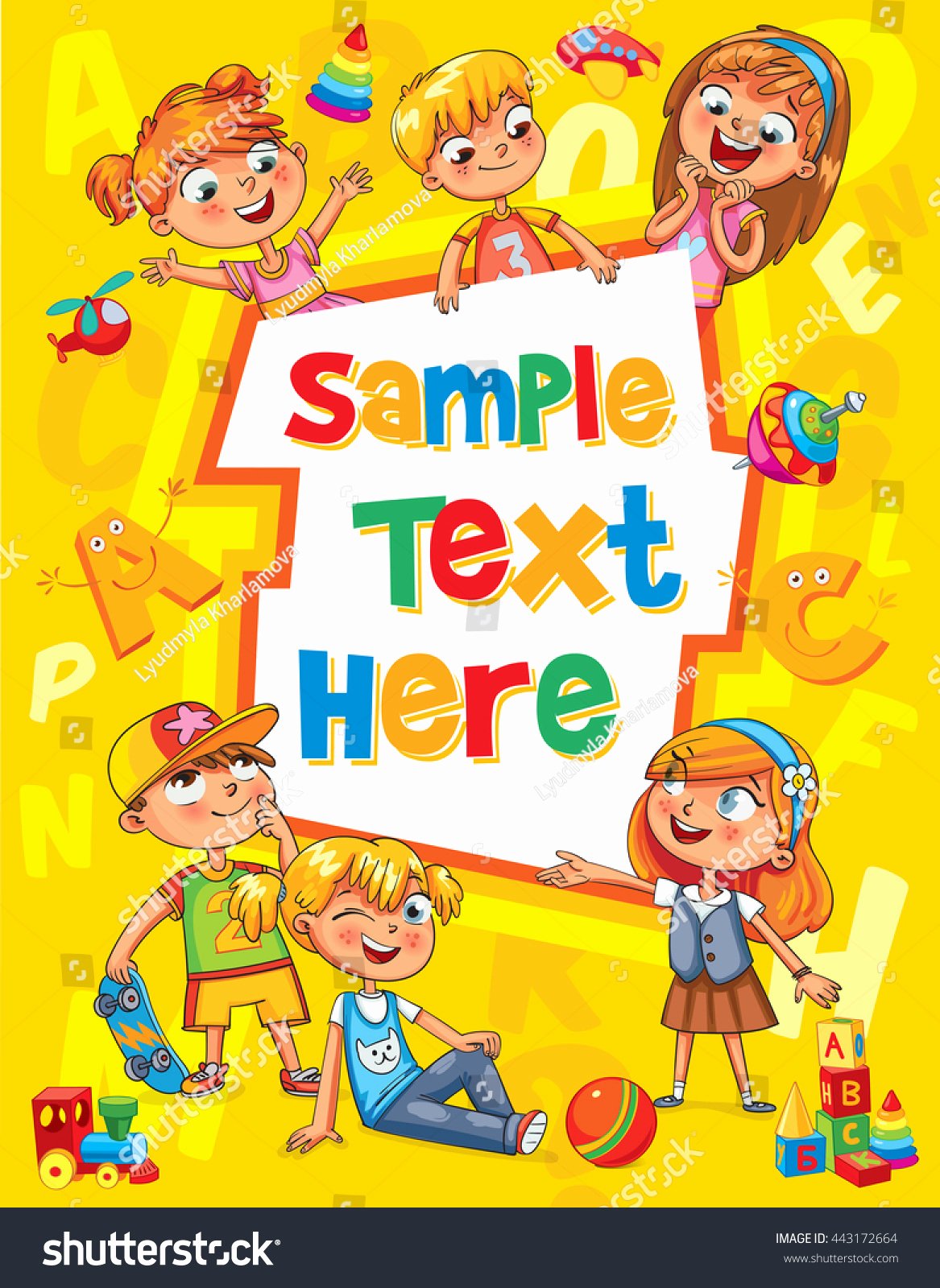 Children Book Cover Template Advertising Brochure Stock