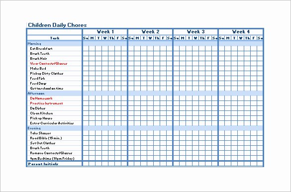Chore Chart Template Dc Design