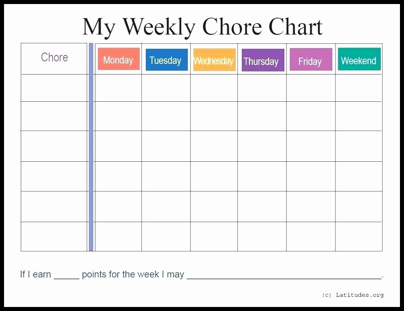 Chore List Charts Luxury Weekly Chart Template Charter