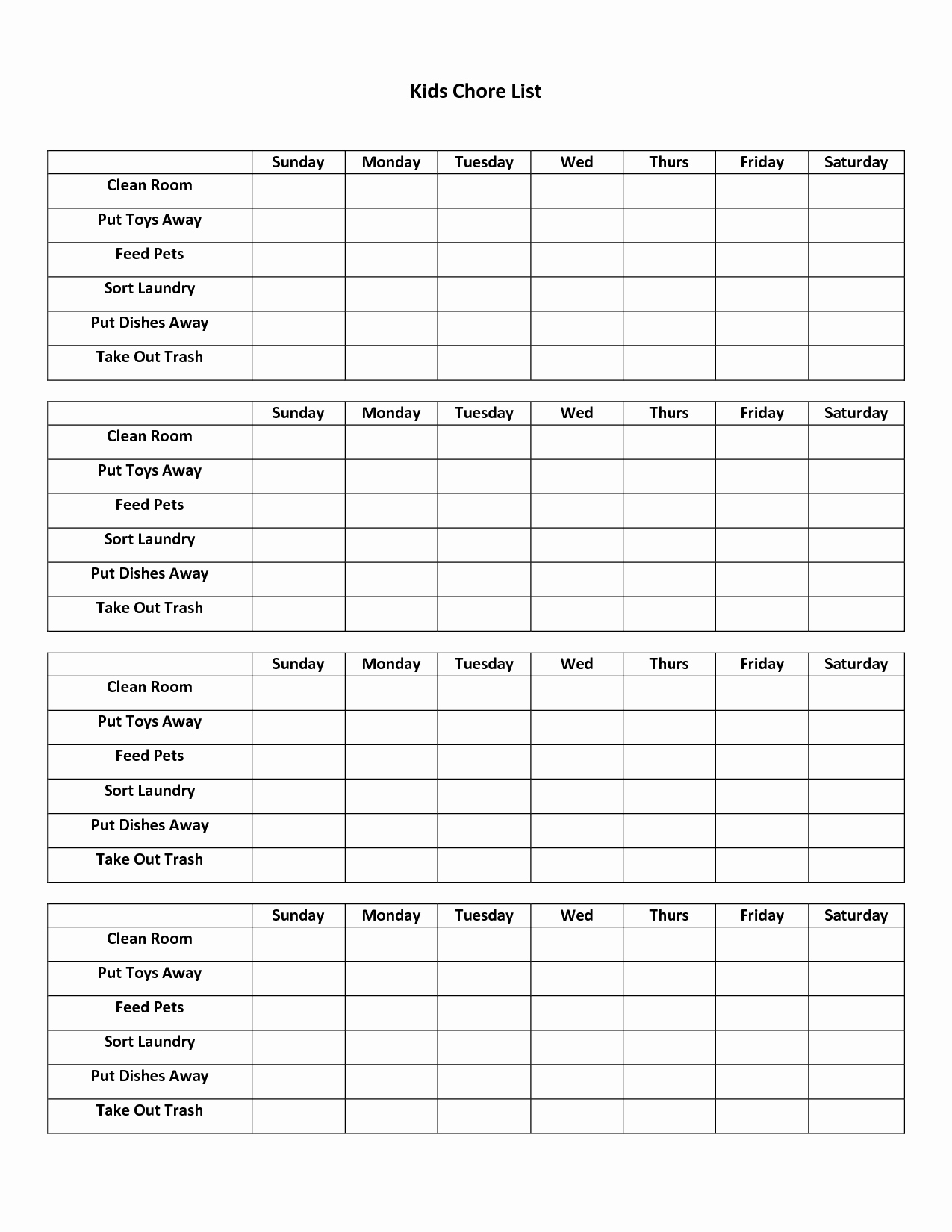 Chores Schedule Template Portablegasgrillweber