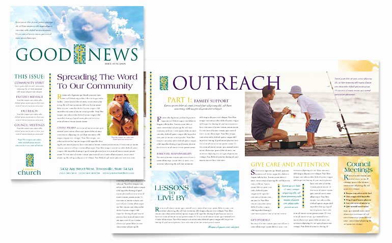 Christian Church Newsletter Template Word &amp; Publisher