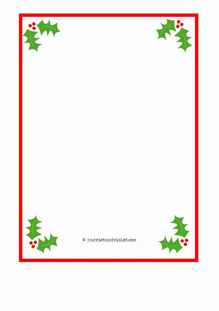 Christmas Border Paper A4 Plain Holly Santa Hat Fairy