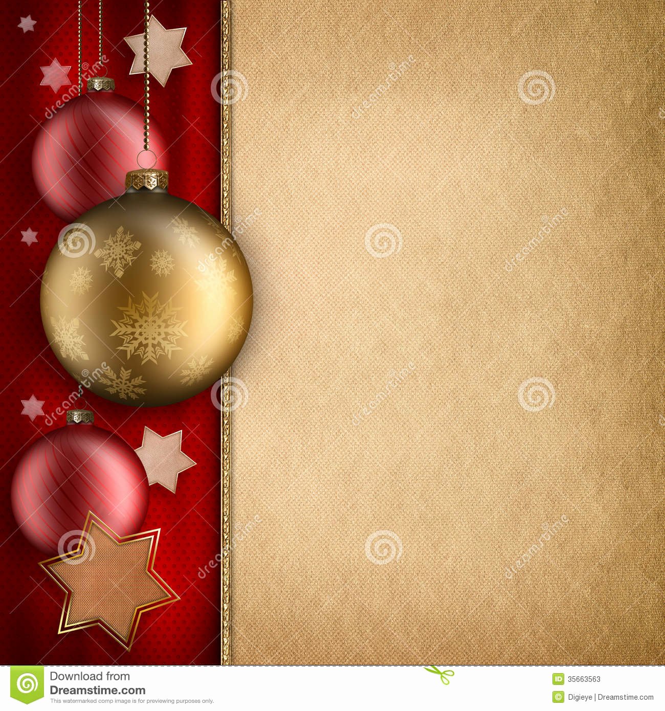 Christmas Card Template Baulbles and Stars Stock