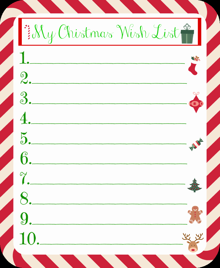 Christmas Gift Wish List for Kids Printable
