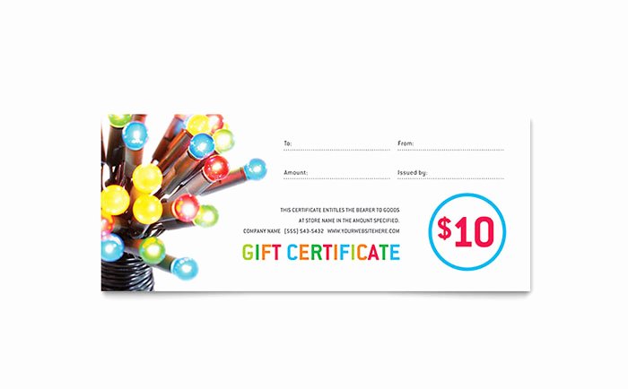 Christmas Lights Gift Certificate Template Word &amp; Publisher
